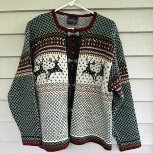 Skjaeveland Wool Nordic Norwegian Christmas Cardigan Sweater